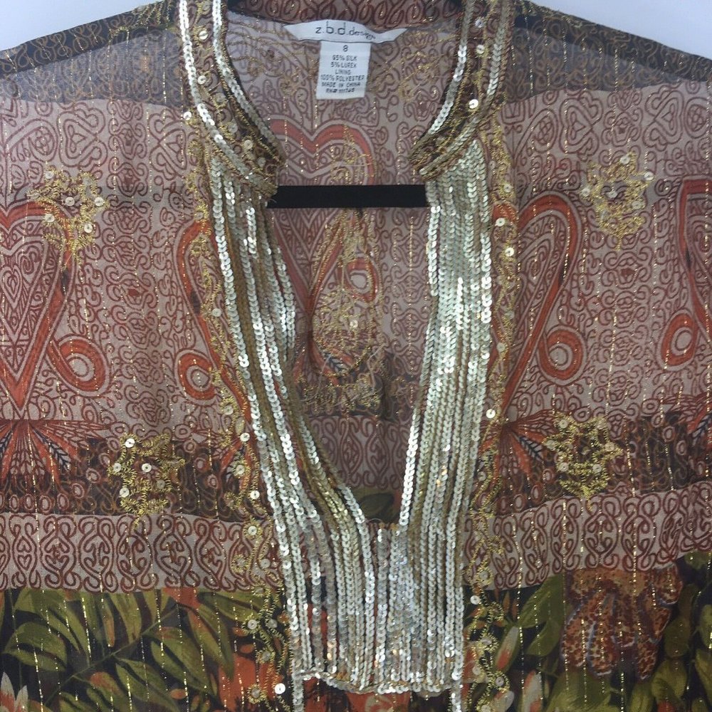 z.b.d. designs Silk/ Lurex Sheer Tunic Swim Cover - Picture 3 of 9